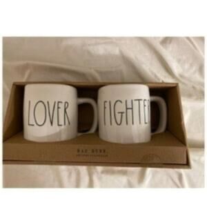 Rae Dunn Lover & Fighter Mug Set – Brand New